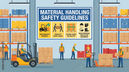 Canvastavla Material Handling Safety Guidelines Poster in Warehouse Setting