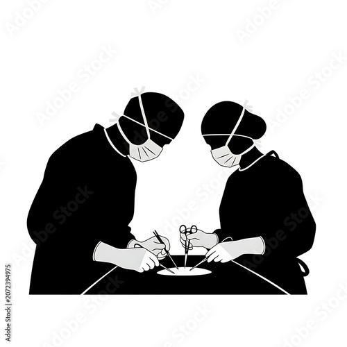 Surgeons performing a medical procedure in an operating room