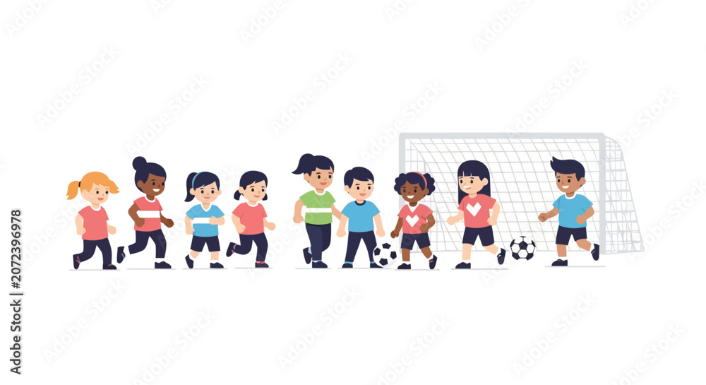 Fototapeta premium Children Playing Soccer Together.