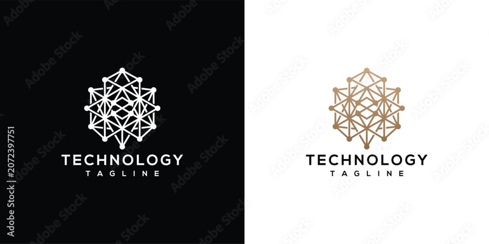 Fototapeta premium Geometric Abstract Network Logo Design