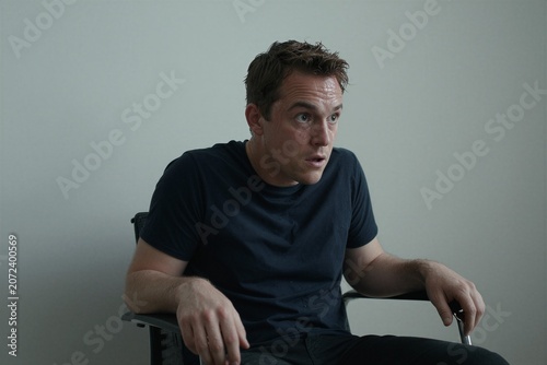 Stressed and Sweaty Man Feeling Anxious During Interview