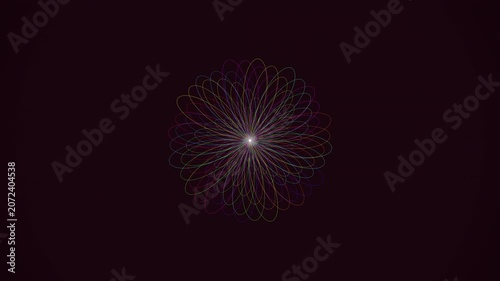 Abstract 4K UHD loop featuring a glowing red rose mandala sacred-geometry pattern breathing in radial symmetry in rich volumetric light. Ideal for screen saver, video overlay. 4K UHD.