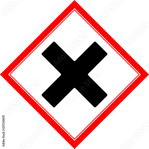 Black Cross Hazard Warning Symbol Vector Isolated on White Background