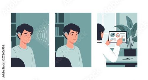 Hearing Aid Consultation: Sound Waves, Patient Comfort, Doctor's Plan