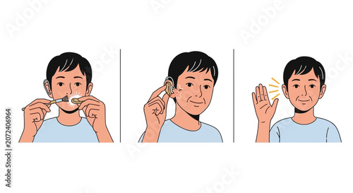 Illustration of earwax removal and hearing check