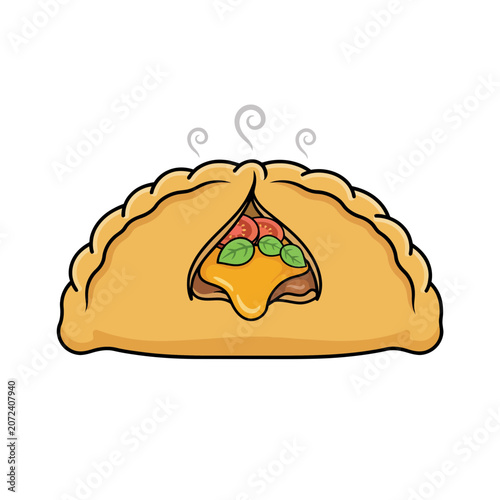 Steaming Empanada Flat Vector Illustration