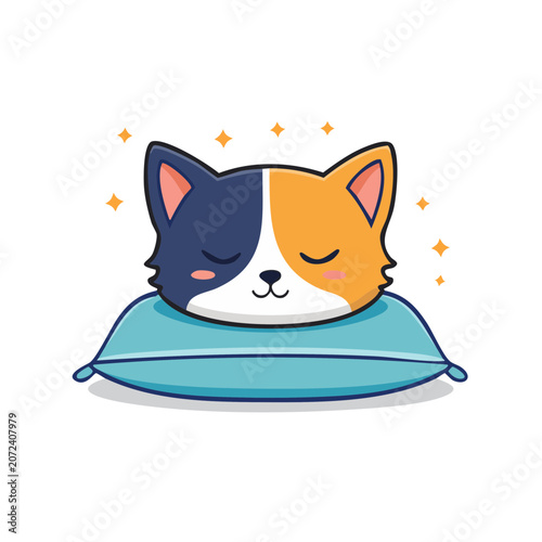 Two Cats Sleeping on a Pillow with Stars