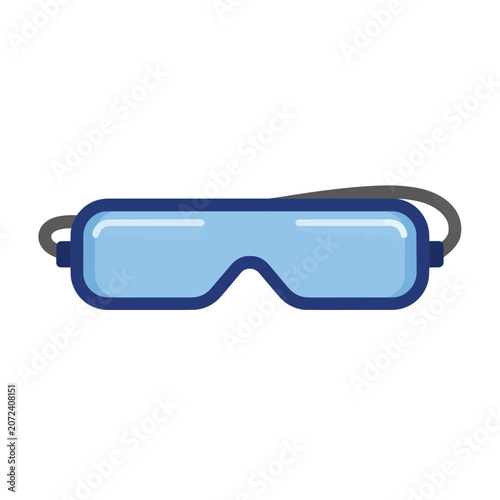 Blue Safety Goggles Flat Vector Icon