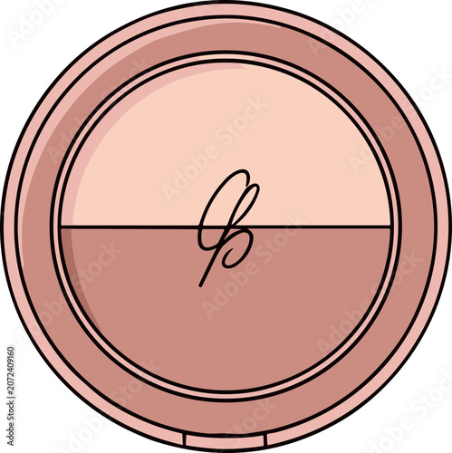 Cosmetic compact with blush and highlighter, makeup product, beauty item