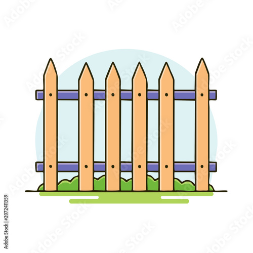Flat illustration of a red barn with fence