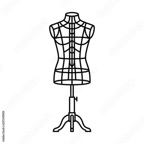 Minimalist Vector Illustration of a Tailor's Mannequin Dress Form Isolated on White Background