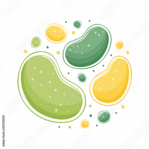 Abstract Organic Shapes in Green and Yellow