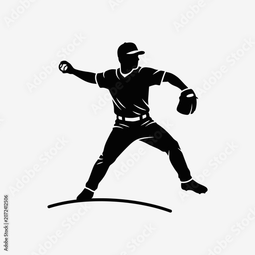 Minimalist Baseball Pitcher Silhouette Vector Illustration for Sports Branding and Game Assets
