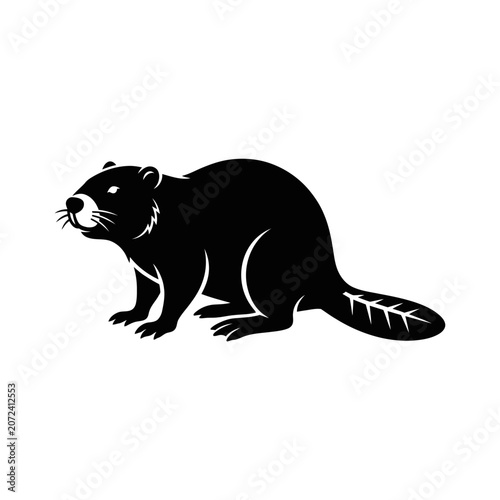 Black Silhouette of a Beaver, A Simple Vector Icon for Wildlife and Nature Enthusiasts