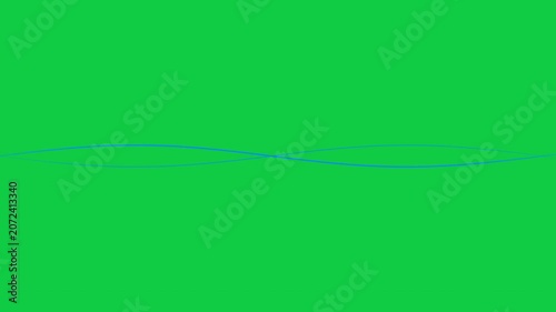 Blue Wavy Lines Weaving on Green Screen Background, Looping Animation