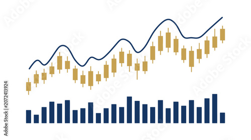 Vector illustration of financial charts: line, candlestick, and bar graphs
