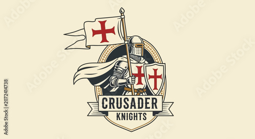 Slika na platnu Crusader Knights Medieval Knight Emblem.