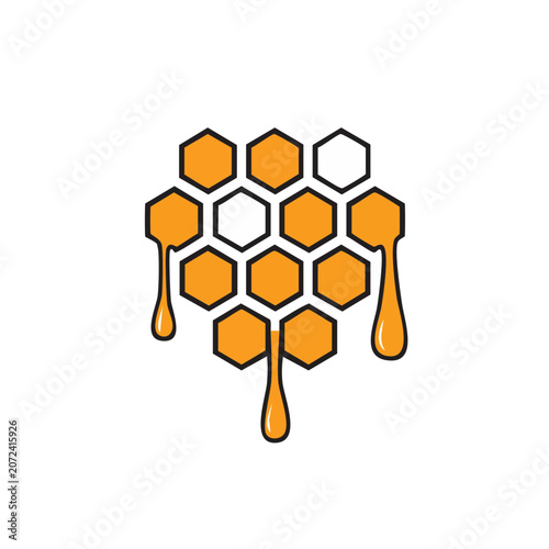Honeycomb with dripping honey vector icon