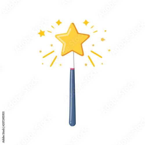 Magic Wand with Yellow Star and Sparkles