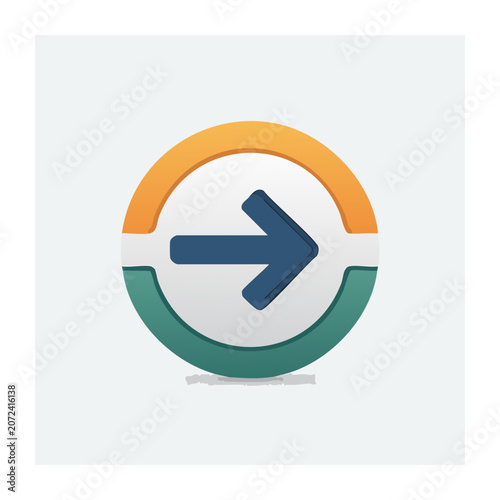 3D blue arrow inside a circular frame