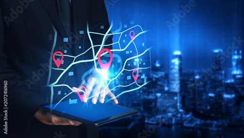 Quadro su tela Concept of location tracking and GPS navigation