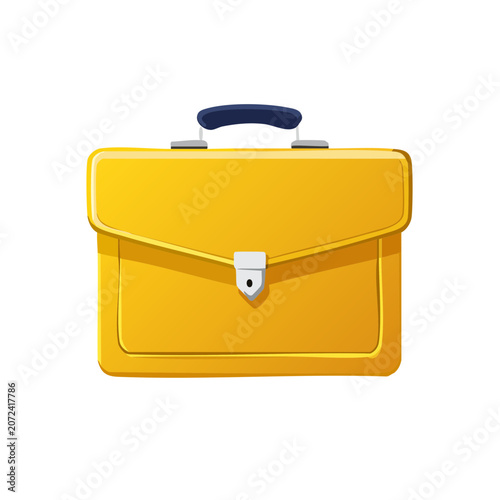 Yellow briefcase flat vector illustration