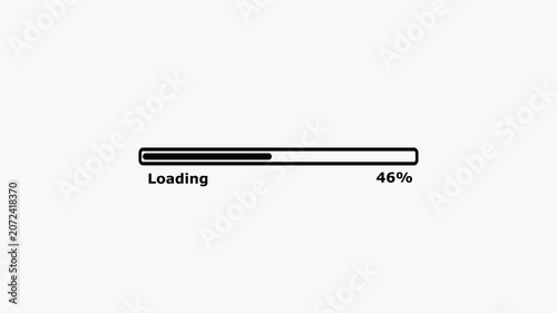 Loading progress bar animation with percentage display on white background.