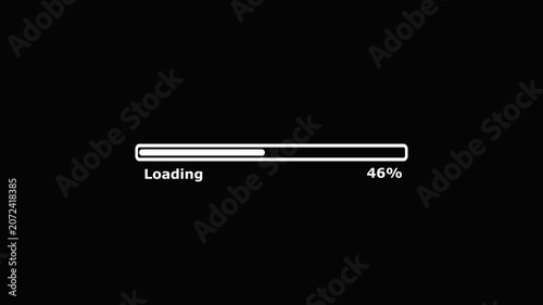 Loading animation progress bar with percentage display on black background buffering.