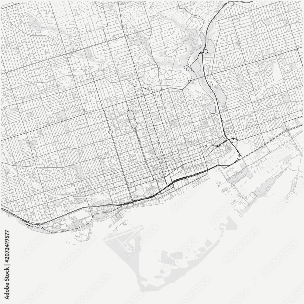 Obraz premium Toronto City Map Poster Street Map JPG Minimalist Pure Black White Feature Wall Art