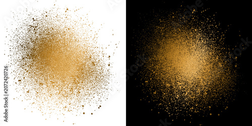 Photos Gold Glitter Burst Explosion Transparent PNG Overlay Isolated on Black and White