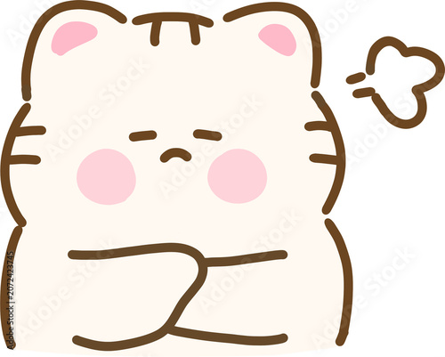 Fotografija Expressionless Cat Character with Folded Arms