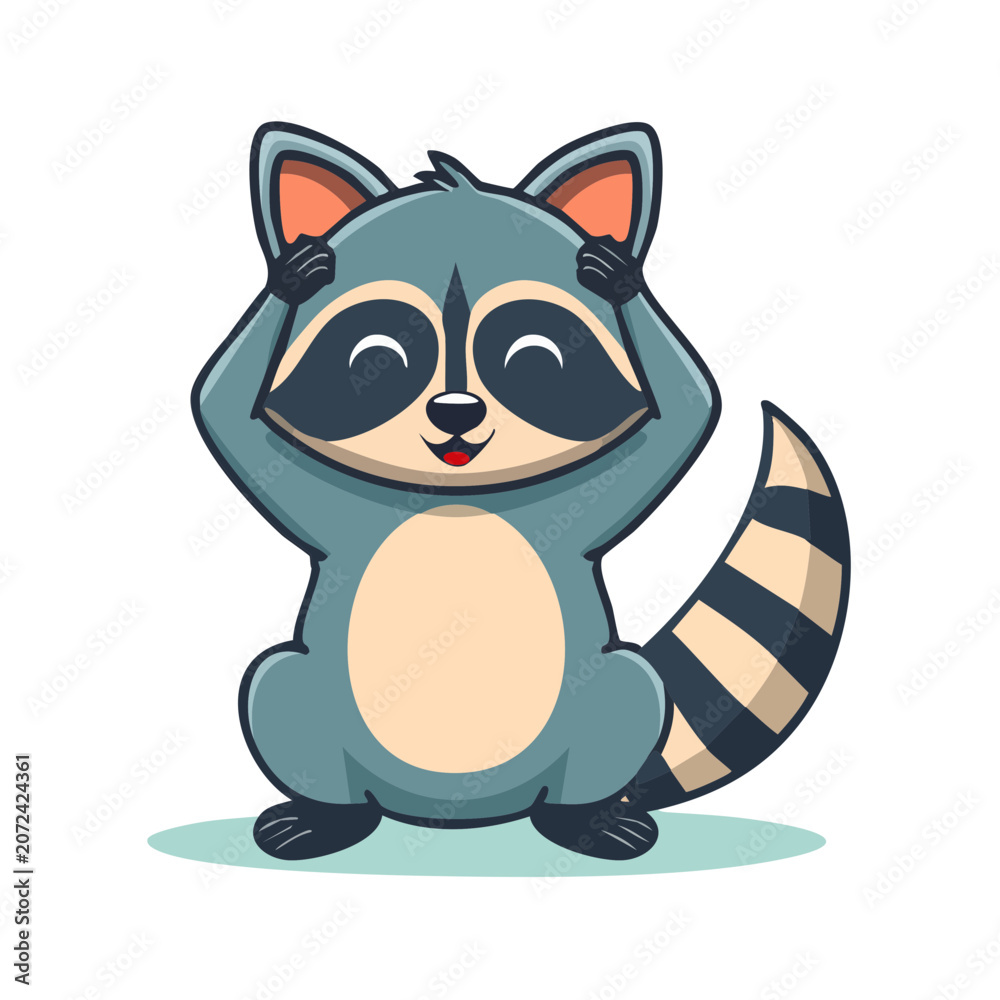 Fototapeta premium Cute cartoon raccoon vector illustration