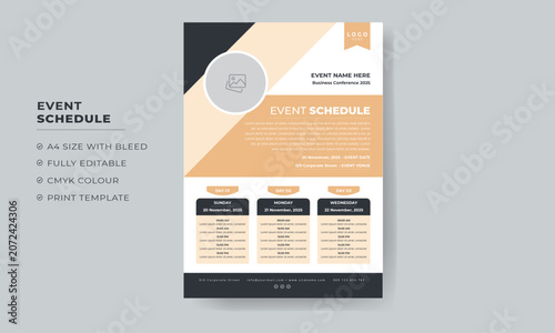 Foto Event Schedule design template for business or meeting, Daily Event Schedule des