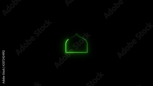 Glowing neon Islamic text frame icon animation,Glowing neon Islamic text frame icon video motion,Neon effect Islamic pattern frame icon animation.4k motion video .