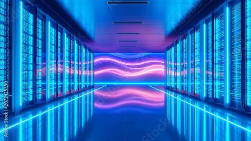 server room with neon lights