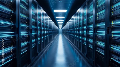 server room with rows of data racks