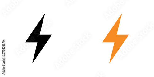 Lightning bolt flash icons set representing thunder storm electricity power energy voltage and electric charge