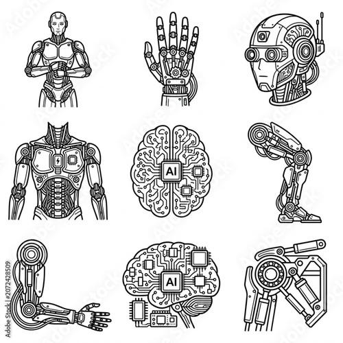 Canvastavla Robotic body parts and brain.