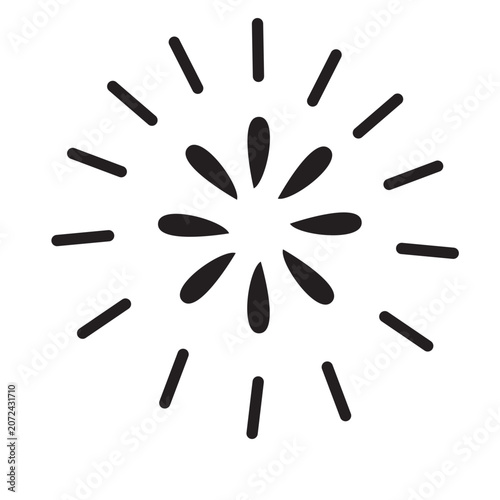 Abstract black firework burst shape design element vector illustration isolated white background.