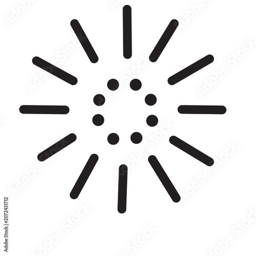 Abstract black dotted sunburst shape design element vector illustration isolated white background.