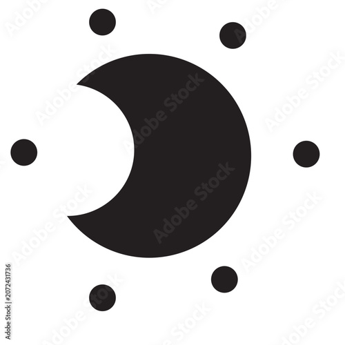 Abstract black crescent moon and stars shape design element vector illustration background.
