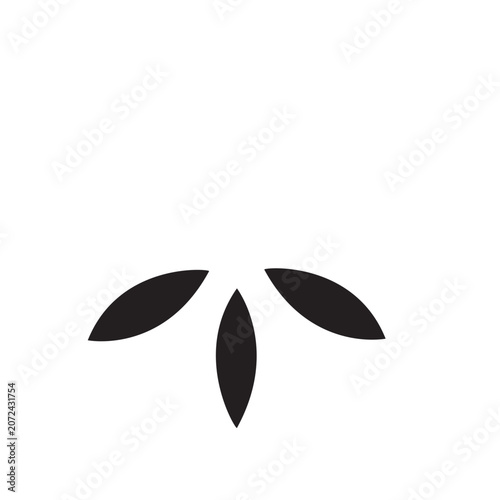 Abstract black leaf petal shape design element vector illustration isolated white background.