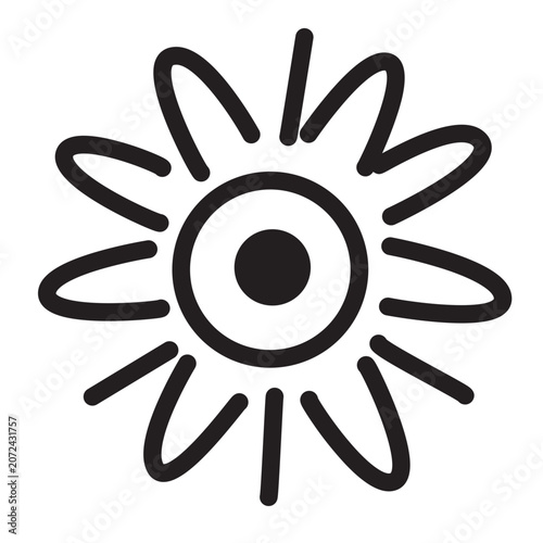 Abstract black sun flower shape design element vector illustration isolated on white background.
