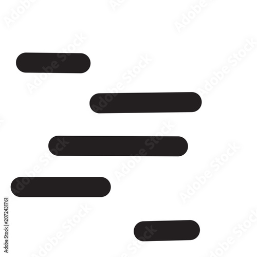 Abstract black horizontal lines shape design element vector illustration isolated on white background.