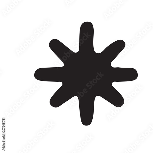 Abstract black splatter star shape design element vector illustration isolated on background.
