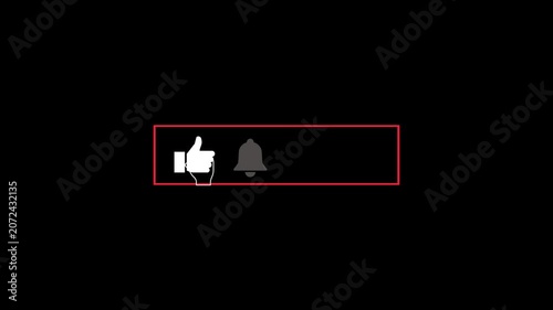 Like and Notification Bell Icons Animation on Black Background.