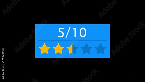 Star Rating Scale Animation 5 out of 10 | Customer Review Score Motion Graphic,  five out of ten rating stars animation , User Review Score Display Motion Graphic