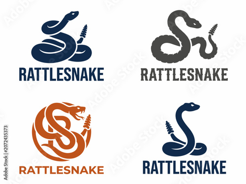 Fotografie Set of rattlesnake logo designs, vector snake icons