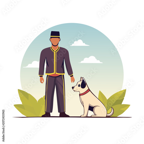 Businessman with pigeon illustration