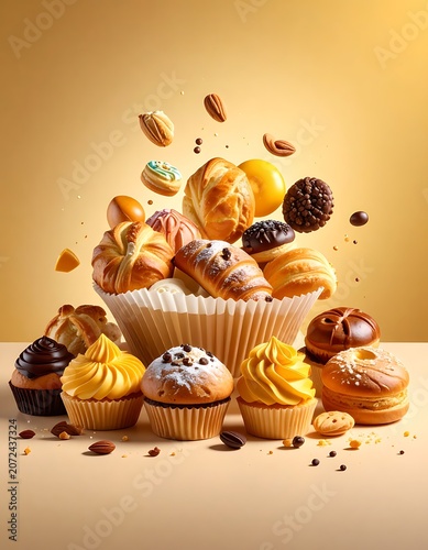 A vibrant still life of assorted pastries and desserts